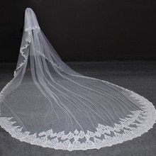 5 Meter Nette Sparkle Pailletten Lace Edge 2T Wedding Veil Met Kam 5 M Lange Luxe 2 lagen Bruidssluier
