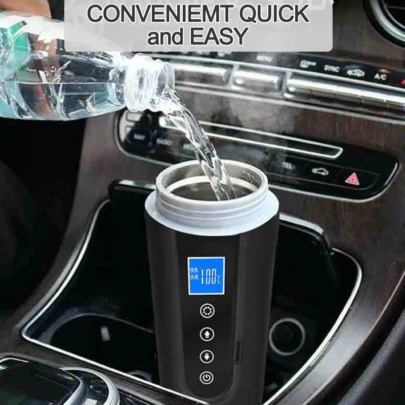 Portable 420ml Stainless Steel 12V/24V Car Heating Cup LCD Display Electric Water Cup Temperature Kettle Coffee Tea Milk Heated