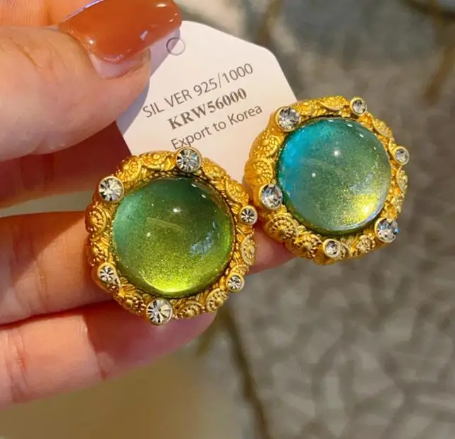 Pendientes largos de ojos grandes exagerados de estilo francés, pendientes de gotas de agua con perlas a la: Marrón