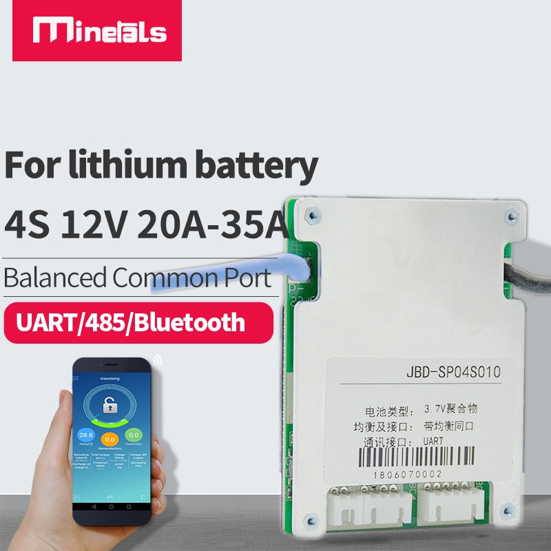 4s 12v LiFePo4 BMS 35a common with balanced 18650 solar power UART/485 communication upper computer smart BMS protection board