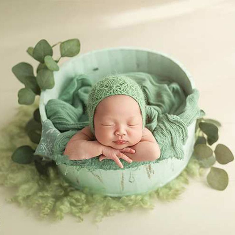 Nyfødte fotografering rekvisitter træbassin fuldmåne spædbørn baby udgør hjælpefotograferingskurv