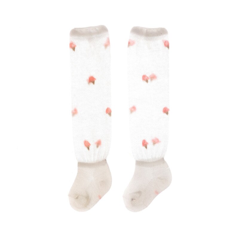 Calcetines de malla con lazo grande para bebé y niña, calcetín largo hasta la rodilla, de algodón, para recién nacidos de 0 a 24 meses, para verano,