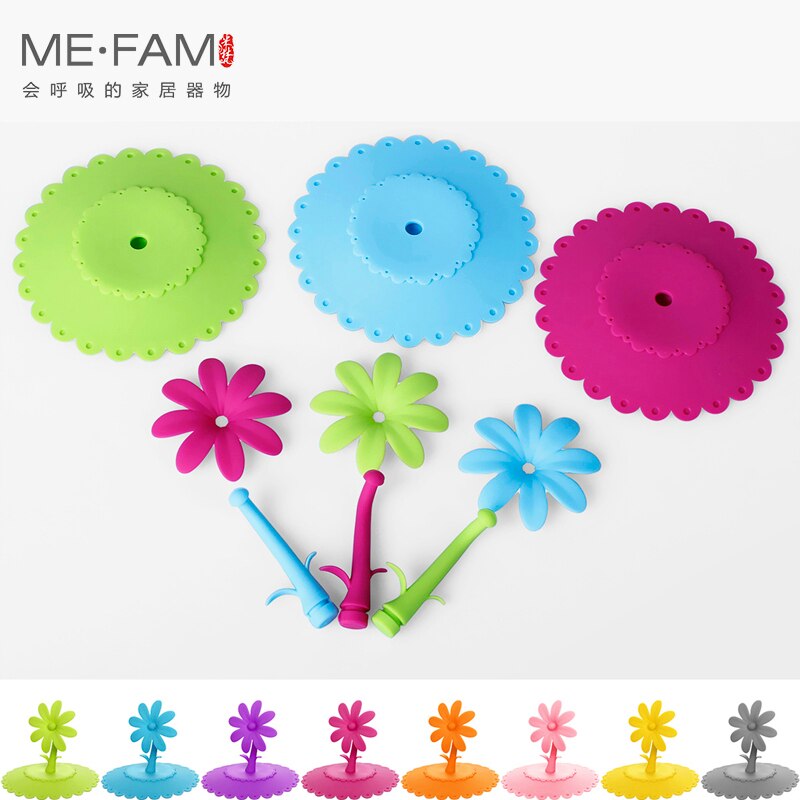 Me.fam 1 stuks schattige 3d kanten bloemen zonnebloem siliconen beker deksel 10.5 cm afdichting stofdichte hoes voor glazen keramische plastic mok