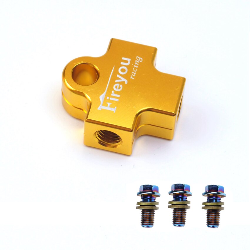 Hydraulisk bremseslange tilslutning adapter tee kobling til motorcykel dirt pit cykel atv bremsesystem slange forbindelse olie link: Guld