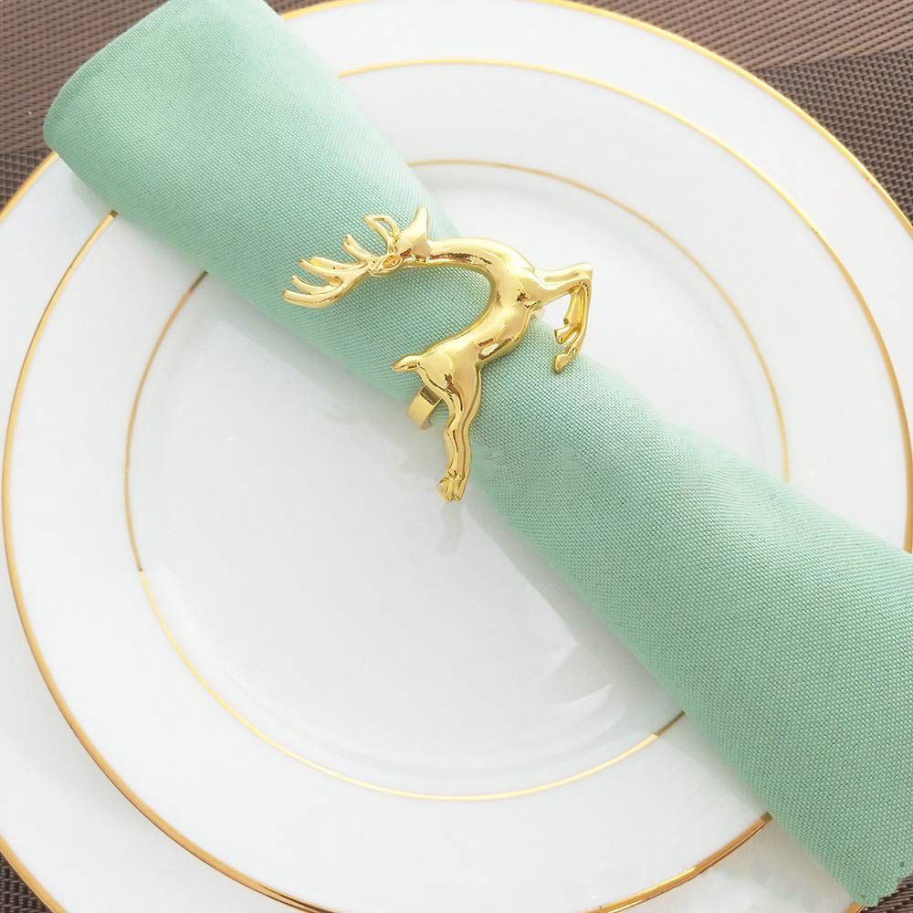 Servietringe , 6 stk guld elg chic servietringe til stedindstillinger, bryllupsreceptioner, jul, taksigelse og hjemmekøkken