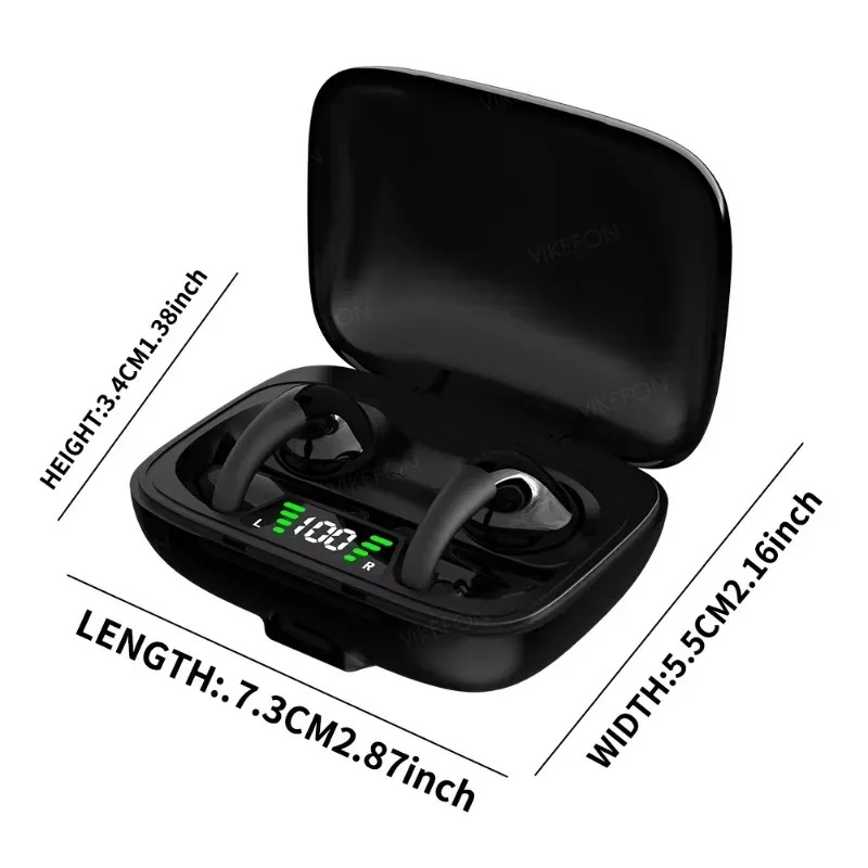Noise Cancelling Ear-clip Waterproof Bluetooth Earphones Wireless Sports Headphones HiFI Stereo Earphones in-Ear Headphones