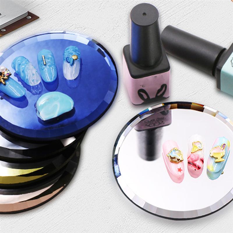 Nagelkunst-Palette Aus Glas, Rund, 7 Cm Durchmesser – Spiegeleffekt, Zum Mischen Von Farben & Make-up