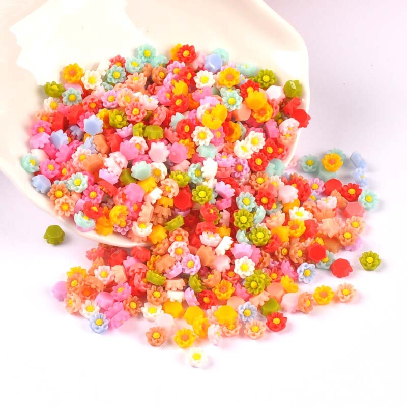 100 Stuks 6Mm Gemengde Mini Plaksteen Hars Bloem Cabochons Versieringen Scrapbooking Craft Diy Nail Decoratie Cp3149: 6