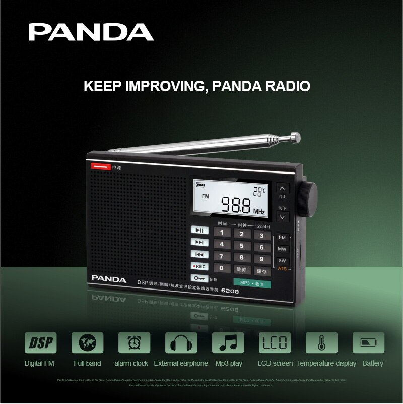 Radio de banda completa DSP reproductor Estéreo Portátil Radio casera con antena receptor Digital estación de Radio Mini altavoz soporte FM SW MW