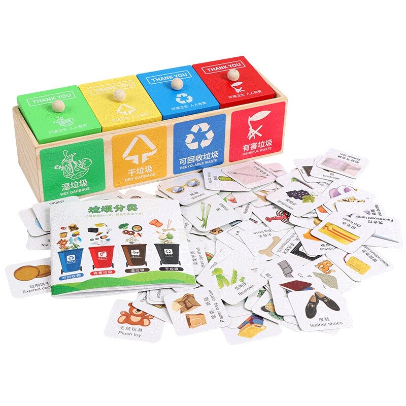 Garbage Sorting Toy Early Educational Toys Mini Trash Can Clean Trash Sorting Learn Basic Life Skills