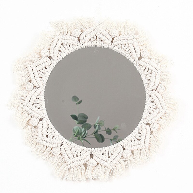 Macrame Spiegel Handgemaakte Tapijt Make-Up Spiegel Compact Bohemen Decoratie Thuis Slaapkamer Decoratieve Spiegels Muur Spiegels