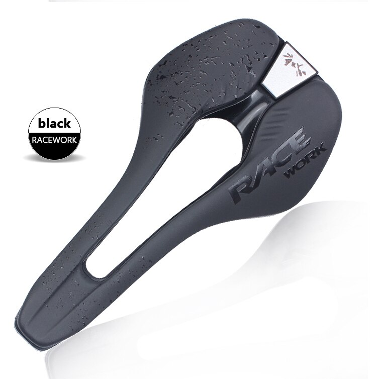 Asiento de bicicleta de montaña cómodo para hombre, sillín abierto de triatlón, cojín hueco, piezas de ciclismo: Black