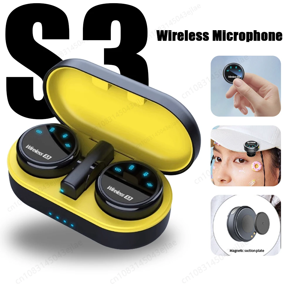 Microfono wireless S3 con custodia di ricarica Microfono lavaliere magnetico portatile per microfono di registrazione video con ricevitore per smartphone
