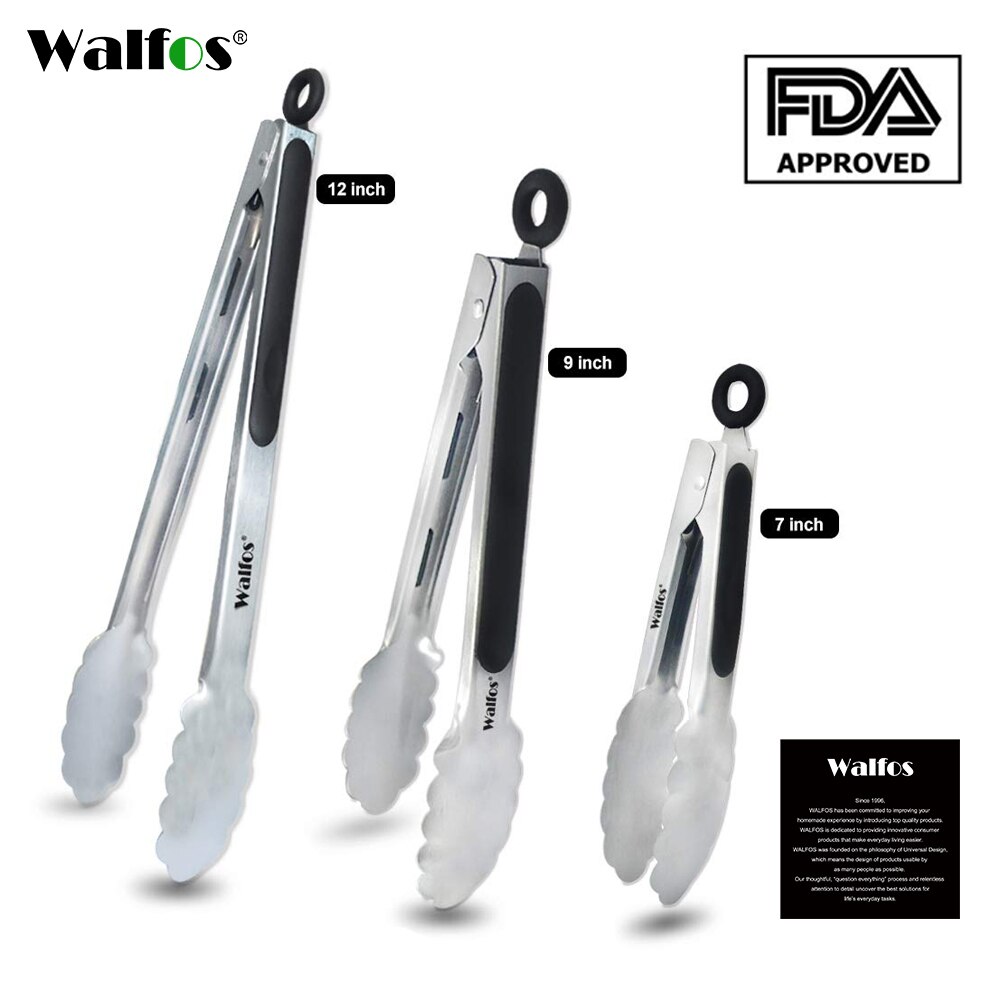 Walfos Bbq Grillen Tong Salade Serveren Voedsel Tong Rvs Metalen Keuken Tang Barbecue Koken Locking Tong: WALFOS 3 steel