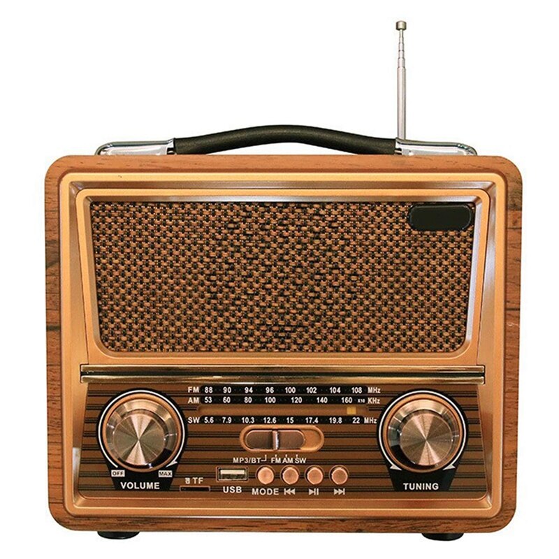 Retro-radio aus holz, am/sw/fm-radio, kabelloser bluetooth-lautsprecher, mini-bass-audio mit hoher lautstärke für zuhause und büro