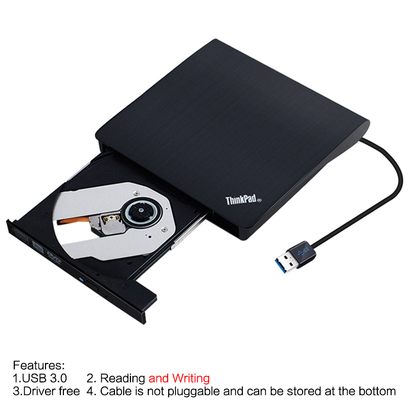 Lenovo ThinkPad Universal USB 3.0 External Optical Drive High Speed Silent CD DVD RW Record Burner For Laptop Desktop Player: A