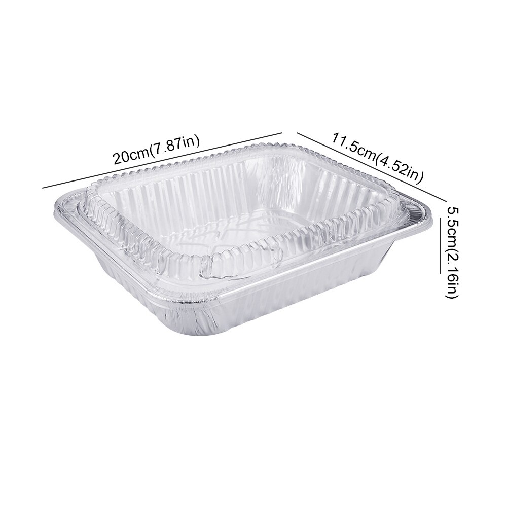 Disposable Rectangle BBQ Aluminium Foil Box With Cover Food Tray Tin Lunch Box Grease Drip Pans Tray Outdoor Cooking Accessories