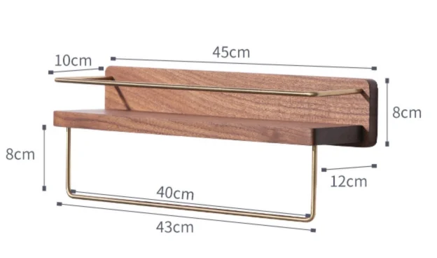 Håndklestativ i tre, rulleholder, veggmontert hylle, papir, baderomshenger, oppbevaring, toalett: Grønn