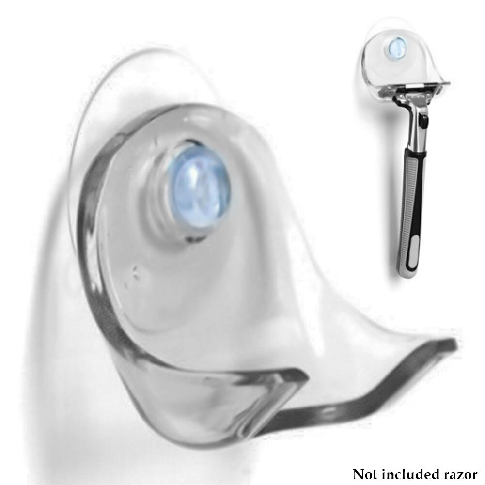 Super Suction Cup Lightweight Compact Razor Holder Home Space Saving Wall Clear Rack Bathroom Storage Shaver Stable Easy Attach