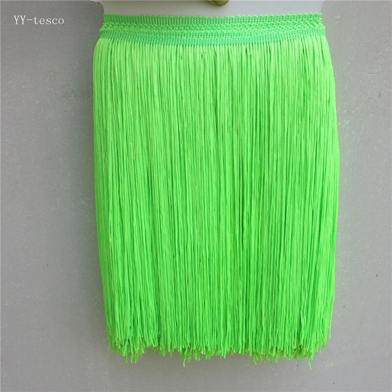Franges en dentelle Polyester noir 10 mètres | Ruban d'habillage à coudre, robe style Latin, rideau de vêtement sur scène, accessoires largeur 30cm: Fluorescent green