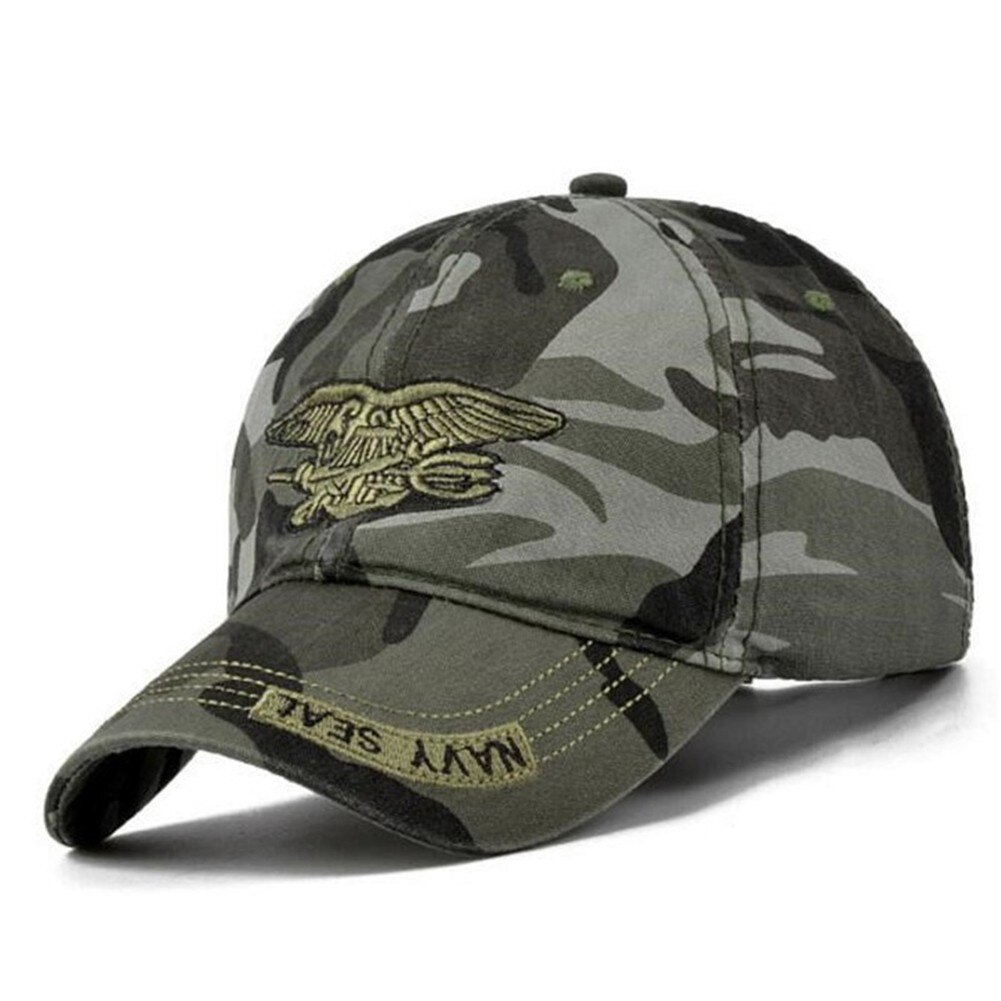Gorra de béisbol con bordado de sello marino para hombre y mujer, gorra de béisbol con de sello marino, ajustable, para deportes al aire libre, Unisex: camouflage