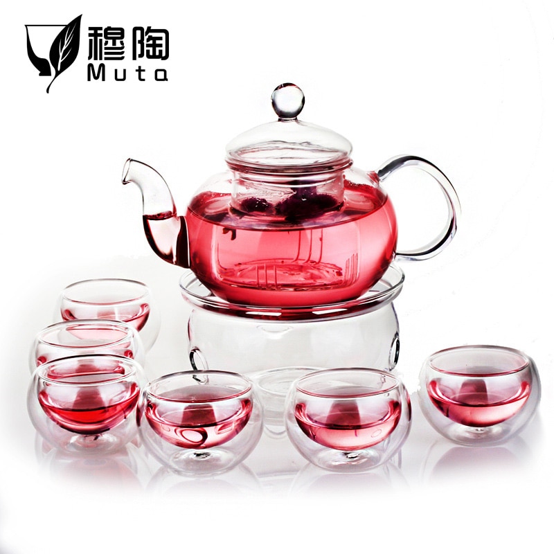 Goede Clear Borosilicaatglas Theepot Met 304 Roestvrijstalen Theefilter Zeef Hittebestendige Losse Blad Thee Pot Tool Ketel Set