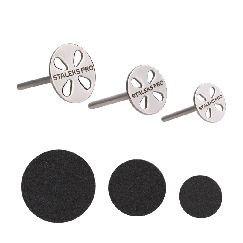 STALEKS Edelstahl Schleifen Papier Rabatt 3/32 &quot;Runde Metall Disk Nagel Bohrer Zubehör 15/20/25mm Fuß Datei Poliert Werkzeug