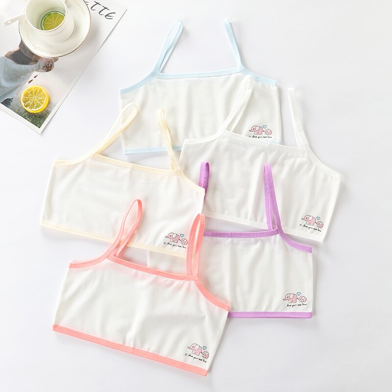 Soutien-gorge Double couche en coton pour enfants, sous-vêtements pour adolescentes de 8 à 16 ans, 5 pièces/lot