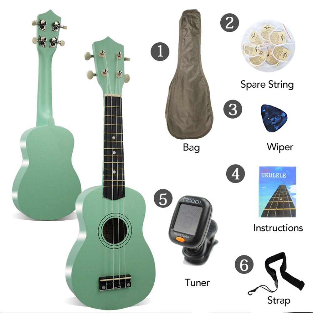 21" Soprano Ukulele Rosewood Acoustic Nylon 4 Strings Ukulele Bass Guitar Musical Instrument for beginners or Basic Players: Green