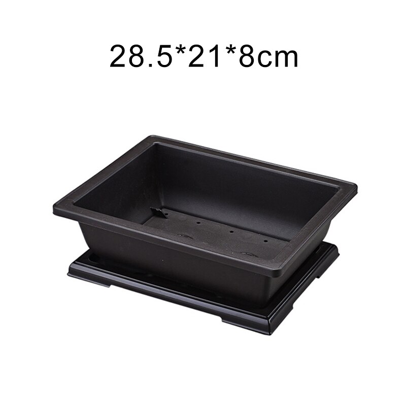 Maceta de plástico rectangular para bonsái, maceta para vivero, balcón, jardín, contenedor, maceta para plantas, mercados con platillo, bonsái: 28.5x21cm