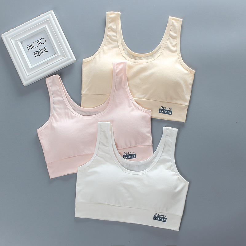 developmental bra vest style girl underwear junior high school students pure cotton sports tube top teen bra