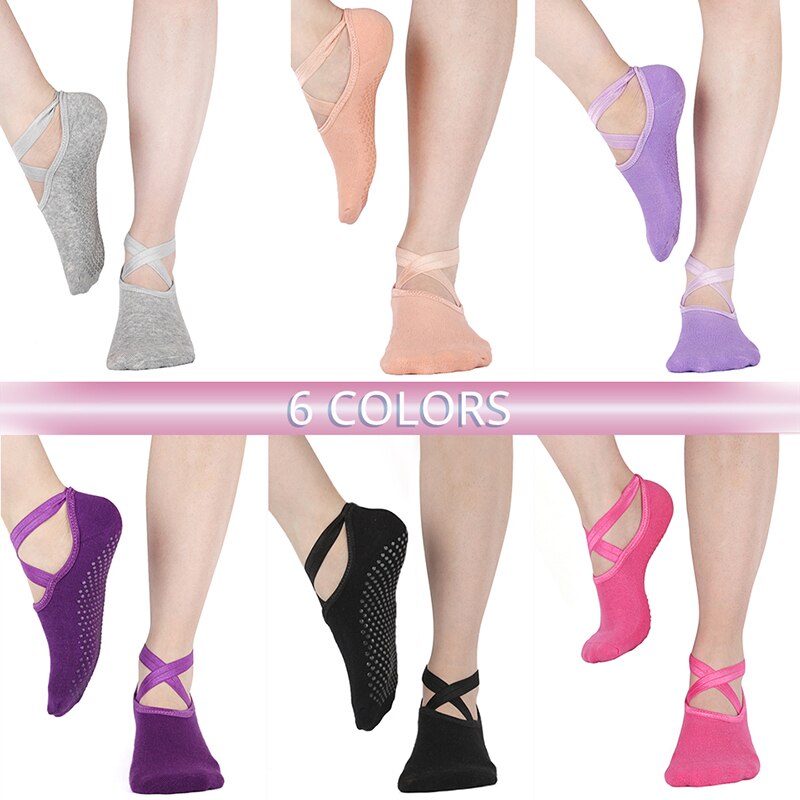 1 Paar Vrouwen Katoen Yoga Sokken Ballet Cross Bandjes Backless Pilates Sok Lady Antislip Sport Voet Boot Sokken dans Protector