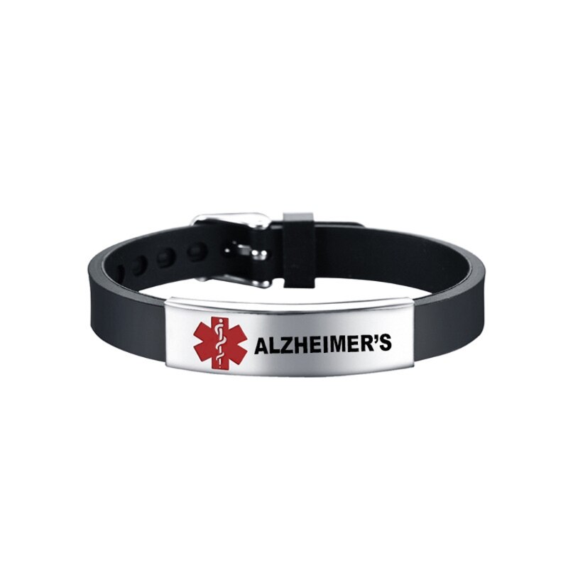 Pulsera de silicona con alerta médica para hombre y mujer, brazalete de silicona ajustable para Diabetes tipo 1, para primeros auxilios de emergencia, Color Rojo