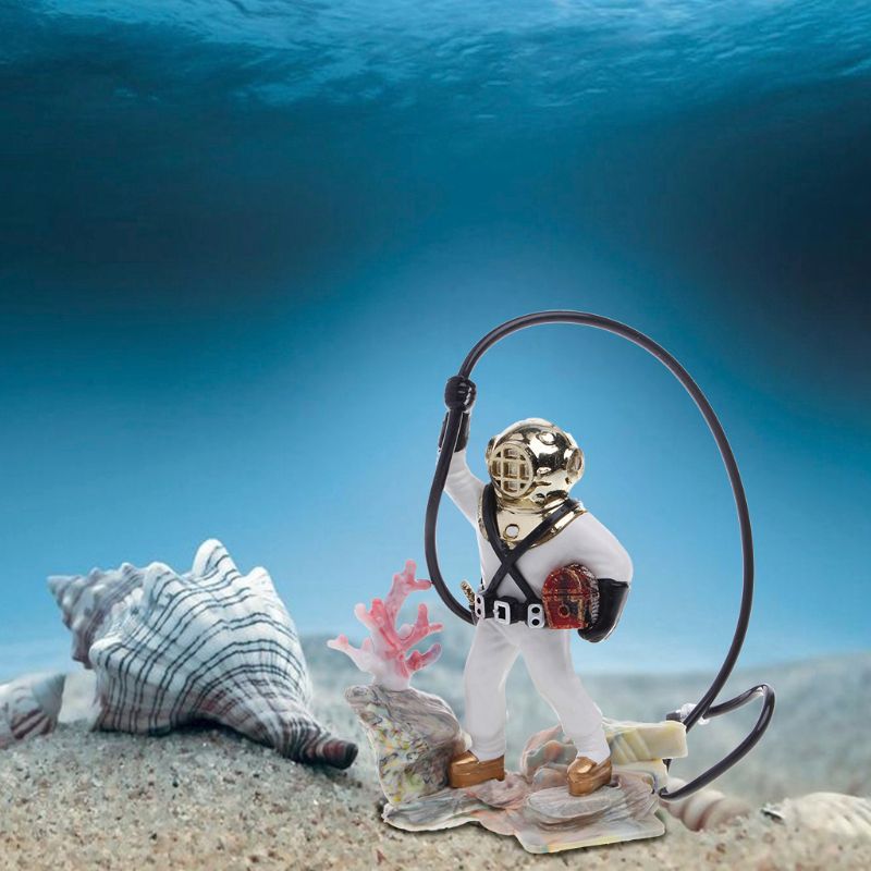 Fish Tank Sea Treasure Diver Air Action Ornament Resin Underwater Decorations For Aquarium