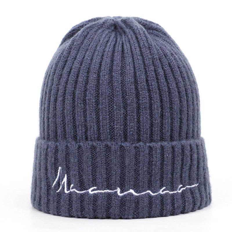 hiver Onesie bébé garçons filles chapeaux enfant laine côtes chapeau enfants Adorable doublure douce bonnet en tricot Snood Braga 2 3 4 5 6 8 ans: navy blue