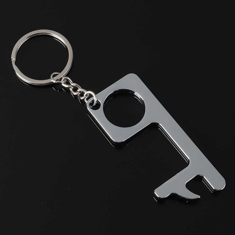 1 Pcs Copper Aluminum Alloy Anti-touch Door Handle Elevator Artifact Key Ring Touch Screen Key Ring Classic Key Door Opener: 05