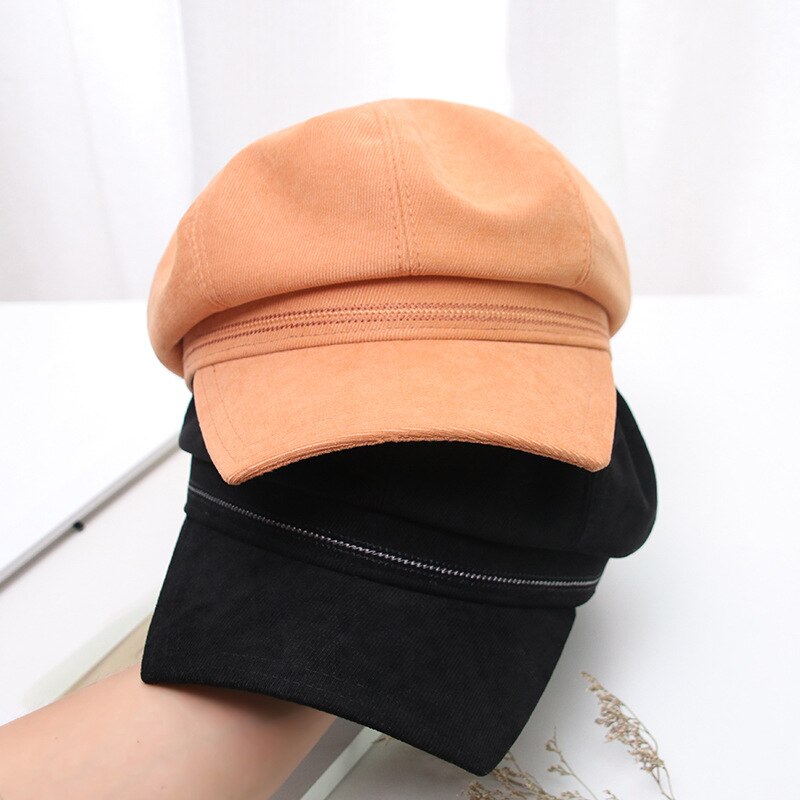 Ldslyjr algodão sólido boina casual pintor chapéu pico octogonal chapéus para mulher e menina 19