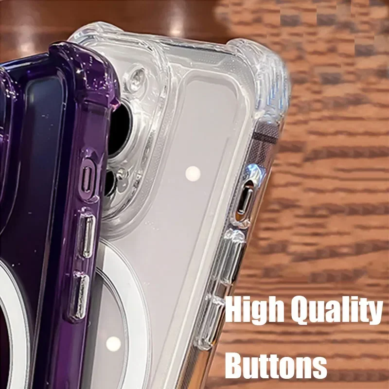 Luxe Magsafe Hoge Transparantie Telefoon Case Voor IPhone 16 15 14 13 12 11 Pro Max Plus Sterke Magnetische Draadloze Opladen cover