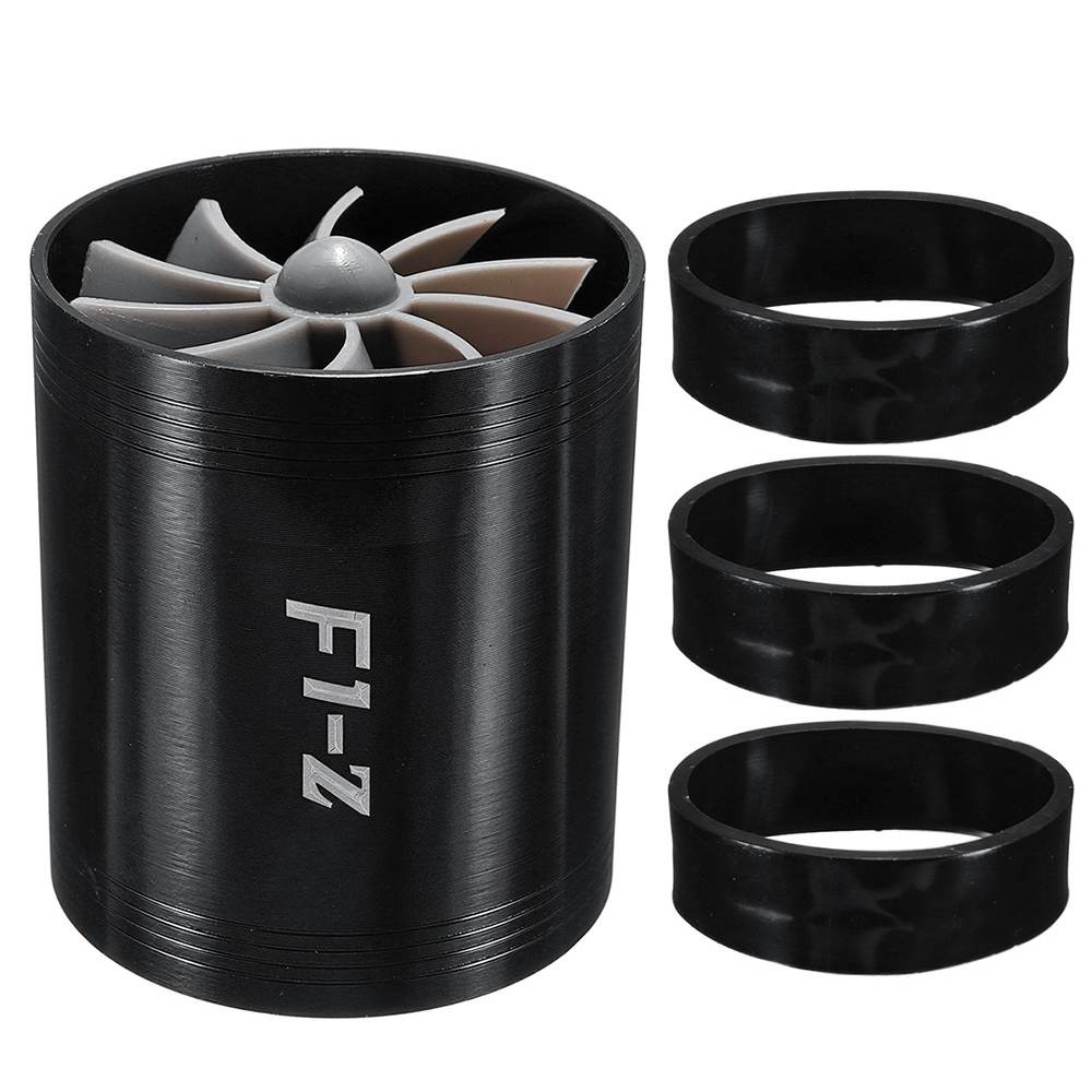 Filtro de aire Universal para coche de 75x64mm, ventilador de admisión con doble hélice, supercargador de ahorro de Gas y combustible para turbocargador: Black