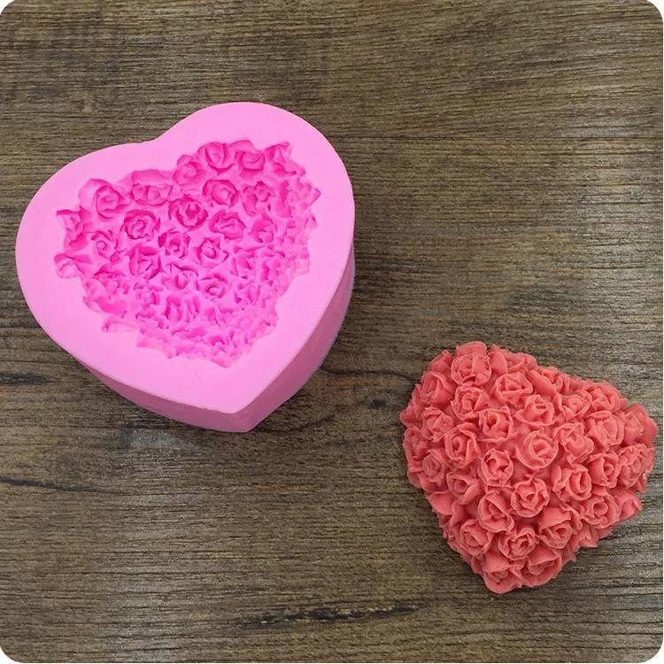 Liefde Hart Roze Roos Bloem Zeep Siliconen Mal Wedding Party 3D Handgemaakte Hars Ambachtelijke Chocolate Candy Mold Cake Bakken Tools