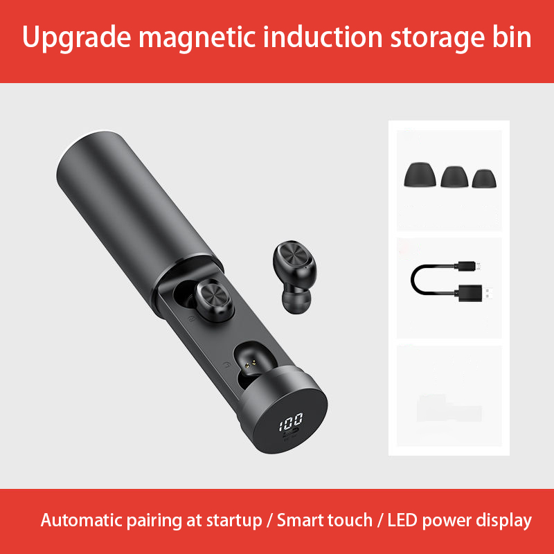 Wireless bluetooth headset binaural 5.0 small sports running universal stealth suitable for Apple Android vivoppo Huawei Univers: Extreme Black 5.0