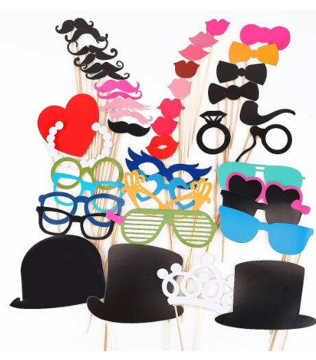 Funny Birthday Photo Booth Props DIY Mr Mrs Wedding Groom Bridal Party Decor Baby Shower Bride To Be Bride Team Shooting Props: 44PCS