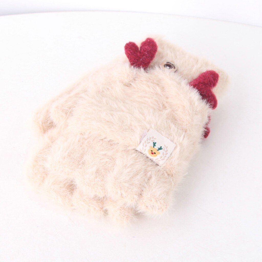 ARLONEET dziecko dziewczyny chłopcy zimowe dzianiny puchate rękawiczki cabrio trzepnięcie szczyt rękawiczki szwy polarowe oraz aksamitne ciepłe rękawiczki CO22