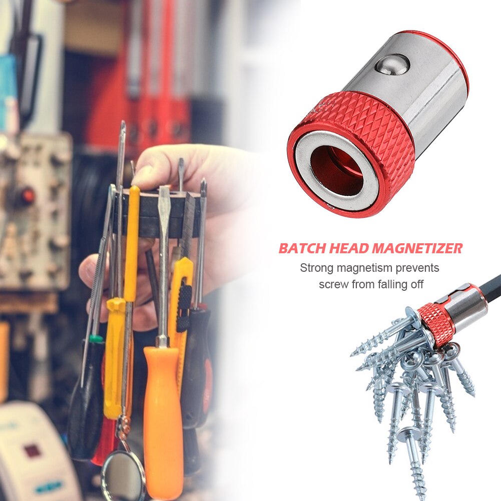 Removable Magnet Screwdriver Driver Hex Electric Bit Strong 6.35mm Magnetizer for Fixing and Installing Screws Supplies