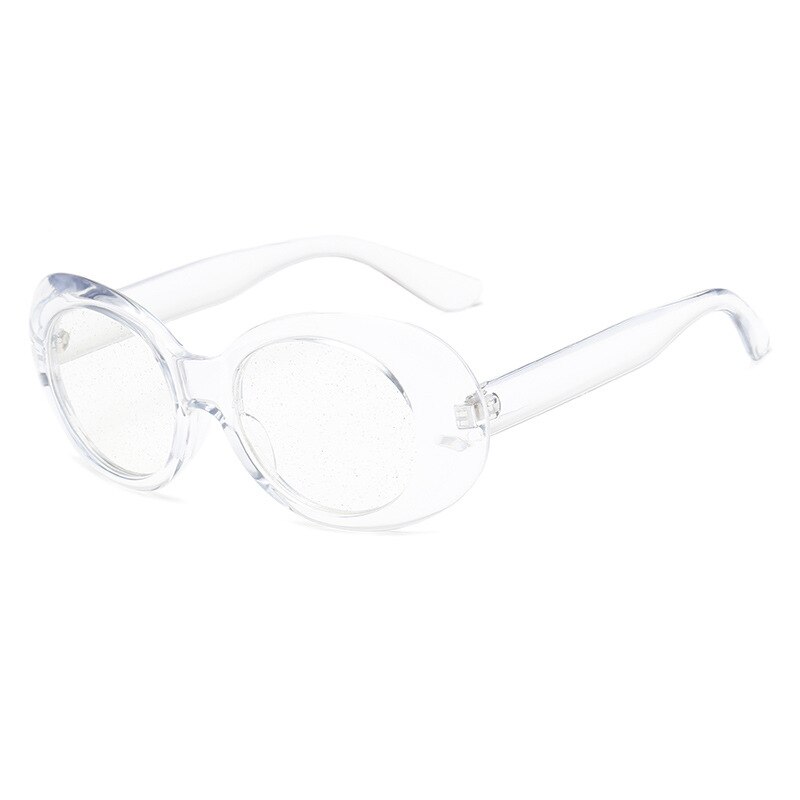 NYWOOH Oval Sunglasses Women Colorful Candy Clear Sun Glasses Men Sequin Red Pink Eyewear Kurt Cobain Glasses Clout Goggles: Clear