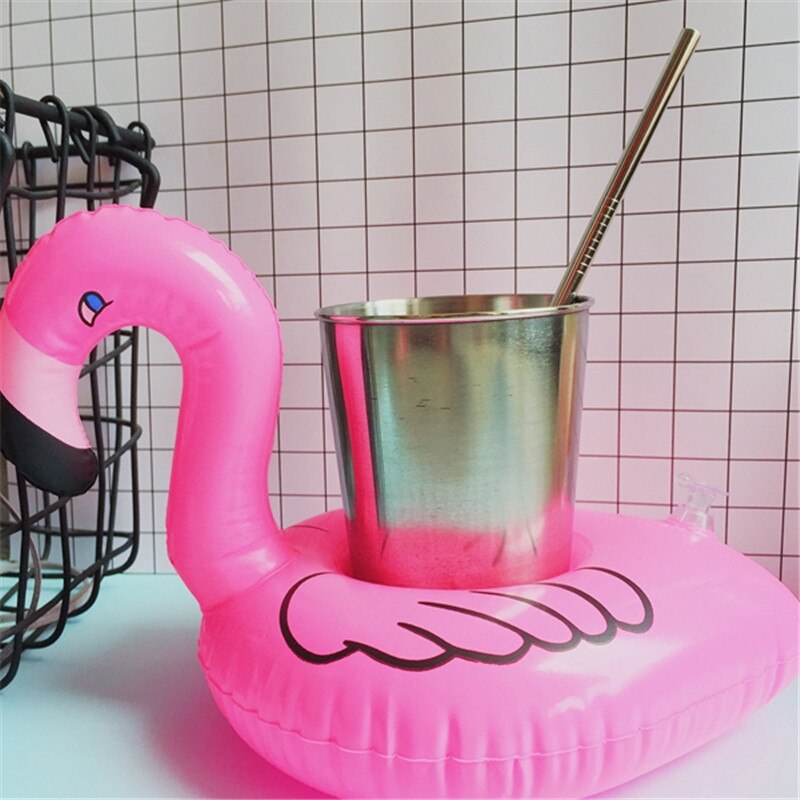eins Flamingo Tasse Halfter Aufblasbare Wasser Bahnen Schwimm Getränke Tasse Untertasse