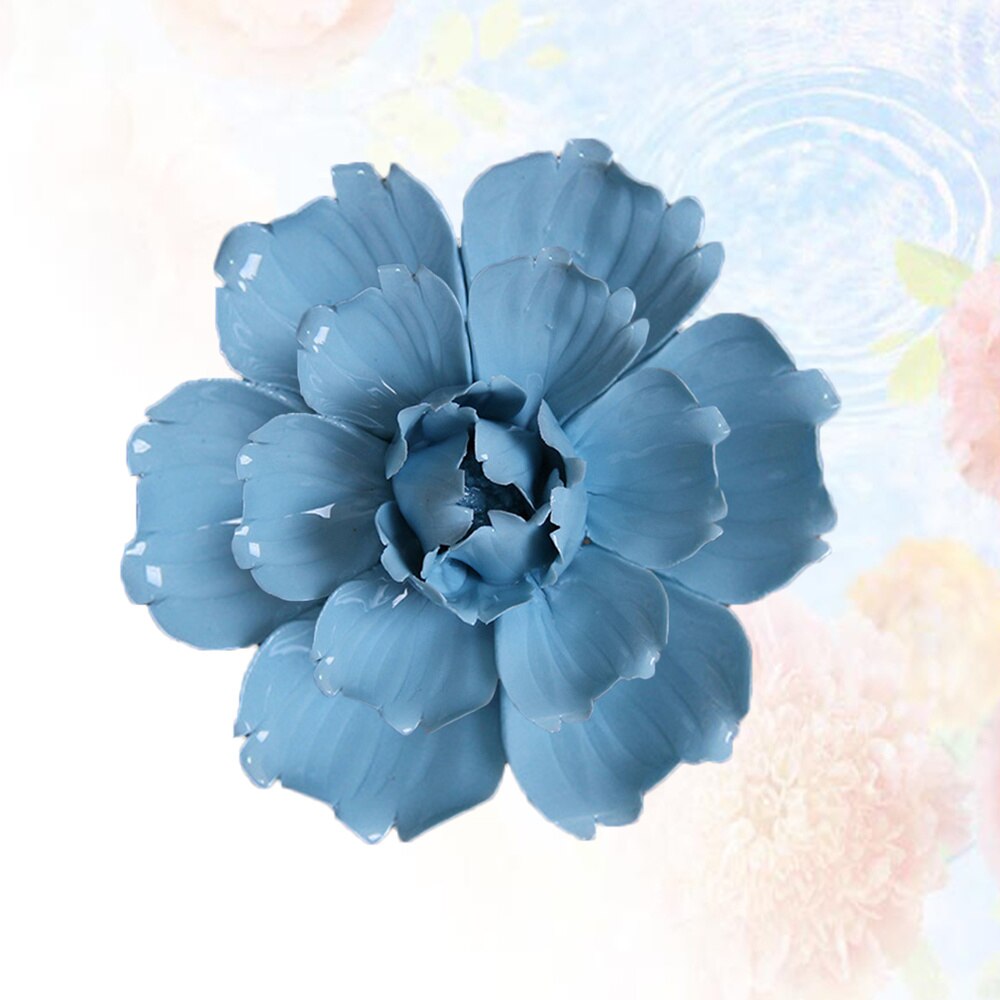 Fleur d'art en céramique murale suspendue, décor artisanal stéréoscopique artificiel pivoine de Luoyang pour salon: Blue 2