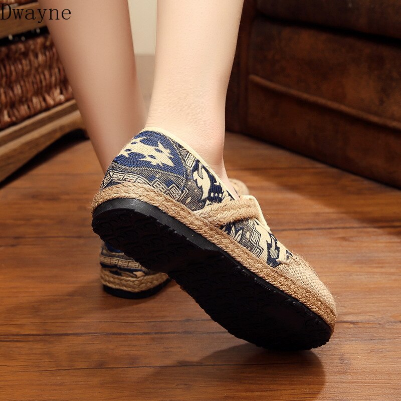 round head cotton and linen national wind shoes summer pedal linen shoes breathable lazy flat shoes
