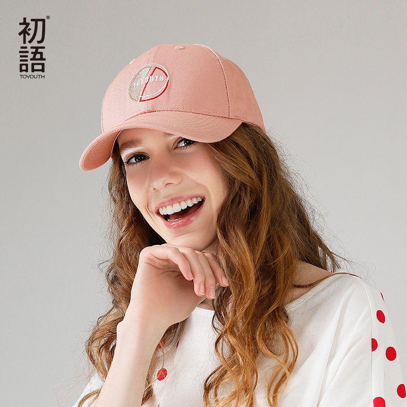 Toyouth baseballcaps kvinner uformelt brevbroderi alle matcher justerbar solhatt rosa farge