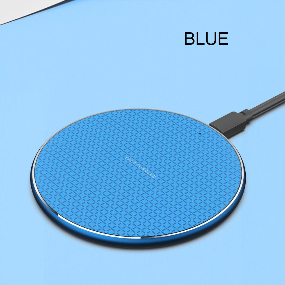 10W Fast Wireless Charger For Samsung Galaxy S10 S9 Note 10 USB Qi Charging Pad for iPhone 11 Pro XS Max XR X 8 Plus Huawei P30: Blue